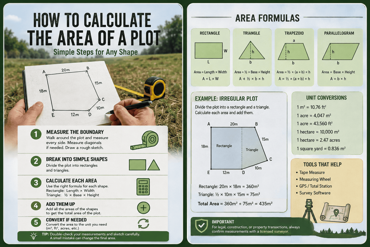 How to Calculate Area of a Plot
