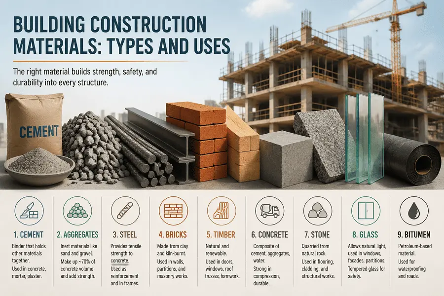 Building Construction Materials: Types and Uses