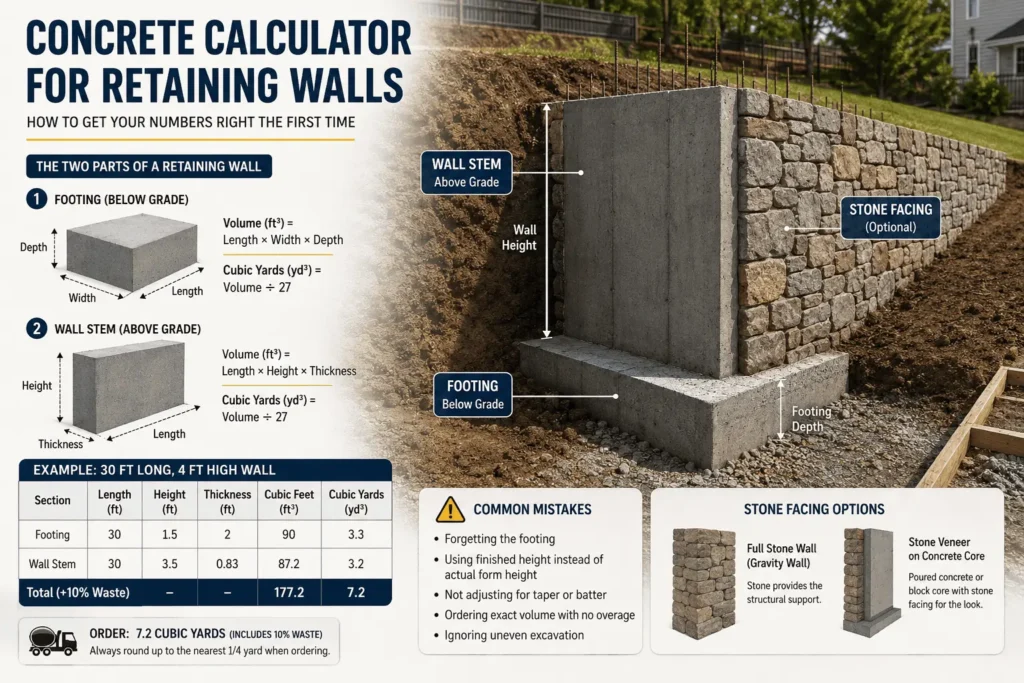 concrete calculator for retaining walls
