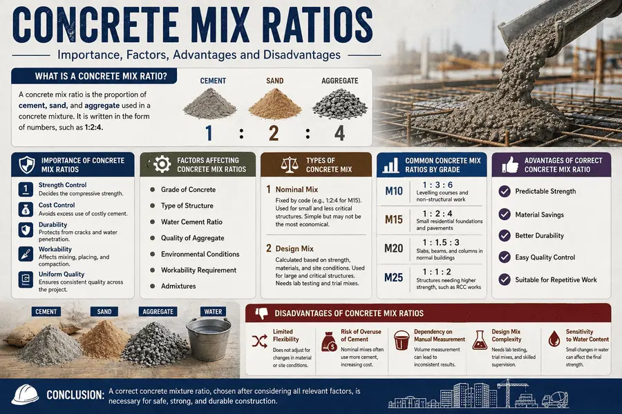 Concrete Mix Ratios: Importance, Factors, Advantages and Disadvantages