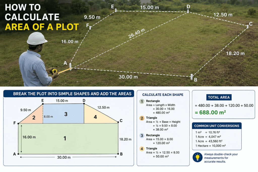 how to calculate area of plot