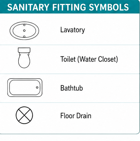 sanitary fitting symbols