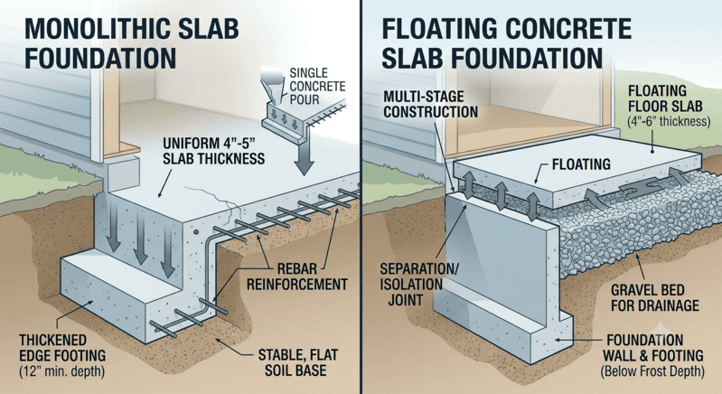 Monolithic Slab vs Floating Slab: What’s the Difference?