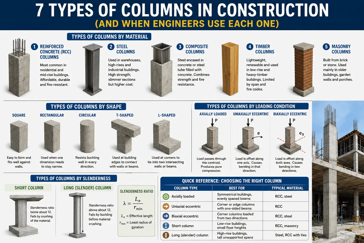 Types of Columns in Construction: 7 Types Explained
